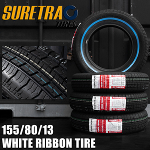 SURE TRAC ホワイトリボンタイヤ 155/80R13　4本（シュアトラック）＜ローライダー/USDM/インパラ/タウンカー/キャデ/カプリス＞