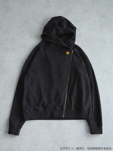 【新品・未使用】呪術廻戦 × earth music&ecology コラボ/ 呪術高専 校章刺繍ライダースパーカー 黒 BLACK ジップパーカー (#D43TB②）