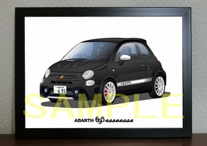 希望ナンバー ABARTH アバルト ６９５ esseesse エッセエッセ デジタルイラスト 自動車アートA4 フィアット FIAT