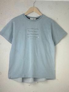 ポンポネット新作バックフレア半袖TシャツMサイズ150cmサックス★訳あり新品激安！送料込み