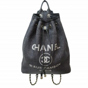 シャネル CHANEL 希少 ドーヴィル チェーン リュックサック デイパック バッグ ロゴ ココマーク ツイード ゴールド金具 レザー 27番台