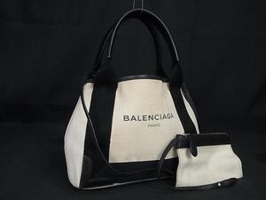 1円 BALENCIAGA バレンシアガ ネイビーカバスXS キャンバス×レザー ポーチ付き 2WAY クロスボディ ハンドバッグ ショルダー FH3519