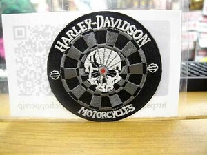 ワッペン HARLEY DAVIDSON SKULL round (7.5x7.5cm) 手芸 モーター ヴィンテージ ホットロッド アメ車 バイク ツーリング #1000