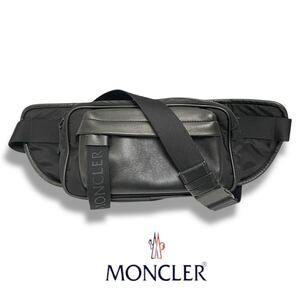 正規品 MONCLER HIP BAG モンクレール レザー ナイロン ヒップバッグ ウエストポーチ ボディバッグ ショルダーバッグ ロゴストラップ