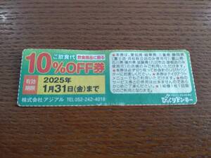 びっくりドンキー　ご飲食代10％OFF券　クーポン　～1.31　地域限定