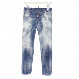 ディースクエアード DSQUARED2 21AW JENNIFER JEANS デニムパンツ ジーンズ ダメージ加工 ボタンフライ ローライズ 36 S 青 ブルー /KH レ