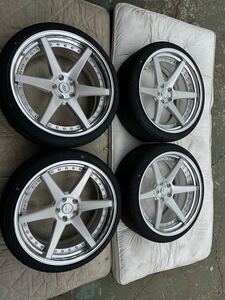 １万～WORKジーストST1 21×10J+34(w) 21×10J+16(w) 5/114.3 ブラッシュド ディープコンケイブ 245/35R21バリ山付き4本セット 試着のみ