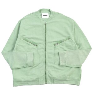 美品○ジルサンダー 22SS JSMU707003MU249208A21 BOMBER ジップアップ スウェットブルゾン/ボンバージャケット グリーン M 伊製 正規品