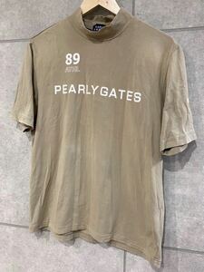 人気！ PEARLY GATES パーリーゲイツ 89 ハイネック 半袖 プルオーバー シャツ カーキ 5サイズ メンズ ゴルフウェア ○ 新規×