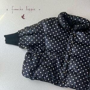 franche lippee black　フランシュリッペブラック　水玉　ドット柄　リバーシブルダウンジャケット　五分袖