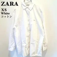 zara ZARA 白 刺繡 ブラウス シャツ コットン ワンポイント 英字