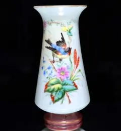オールド・バカラ 最高級 オパーリンクリスタル製 金彩 鳥図 大型 花瓶