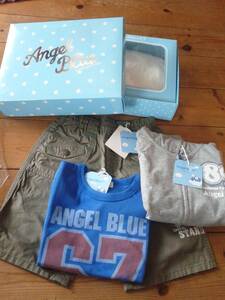 即決!Angel Blue!エンジェルブルー!長袖パーカー（100)グレー!Tシャツ（100)ブルー!パンツ（100)カーキ