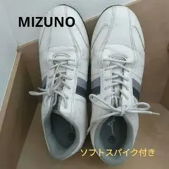 MIZUNOゴルフシューズ ホワイト ストライプ付き