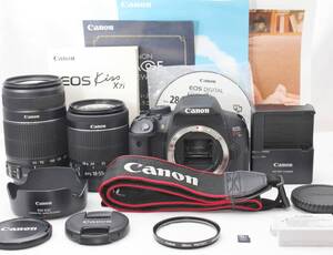 ★【極上美品 初心者おすすめセット】 Canon EOS Kiss X7i ★ EF-S18-55mm IS STM EF-S55-250mm IS II ★ 取扱説明書つき