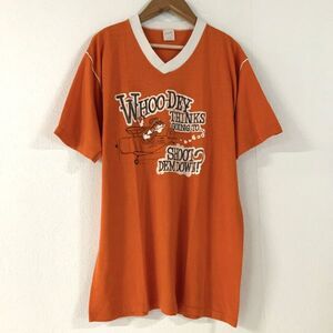 美品 希少 80‘s sports wear ヴィンテージ スポーツウエア 虎飛行機 デザイン良過ぎ tシャツ メンズ Lサイズ オレンジ