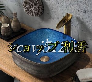 ◆新品◆洗面ボウル 洗面化粧台 家庭用 洗面台 手洗台 手洗い鉢 シンク 庭 インテリア 排水金具付き 40cm×40cm×15cm