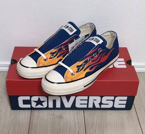 新品 CONVERSE ALL STAR US IGNT OX FLAME 1SD742 24.5cm コンバース オールスター ロー フレイム柄 ファイヤーパターン 青 U.S.ORIGINATOR