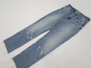 美品 マウジー MOUSSY ノータックストレートデニムパンツ 25 ブルー