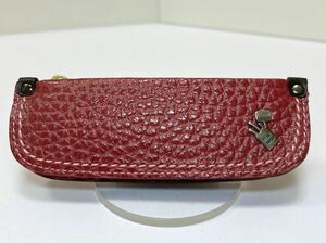 ☆美品☆ ◆PELLE BORSA ペレボルサ◆ キーケース　コインケース　本革　キーリング付き　ロゴ金具　ワインレッド 【USED】0418