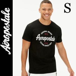 新品タグ付き☆AEROPOSTALE ロゴ半袖Ｔシャツ S 黒 ブラック エアロポステール Aropostale