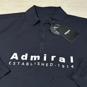 新品★アドミラル ゴルフ Admiral Golf フロントロゴ 撥水 薄手 長袖ハーフジップジャケット/ブラック/サイズLL/送料185円