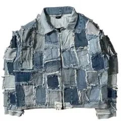 再構築　リメイク古着　patchwork short denim blouson