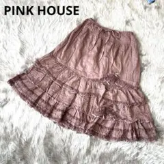 ピンクハウス PINK HOUSE スカート  3段フリル　レース　リボン