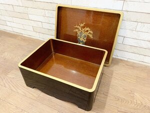 骨董品 文箱 漆器 漆塗り 収納 小物入れ 茶道具 金彩 黒 お盆 紙入れ 古美術 文房具 ふみ箱