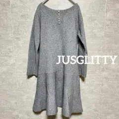 JUSGLITTY【2】ビジュー付きワンピース マーメイド風ワンピース ひざ丈