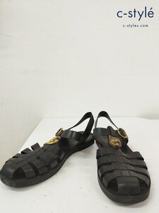 J728b [人気] GUCCI グッチ サンダル 10 ブラック 300724 ゴールド | シューズ G