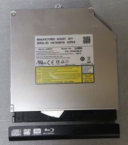 ノートパソコン用/Panasonic 内蔵DVDドライブ/UJ8B0/富士通ノートより抜き取り品【動作確認品】