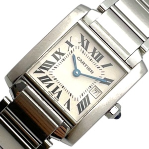 カルティエ Cartier タンクフランセーズ MM ホワイト ステンレススチール 腕時計 レディース 中古