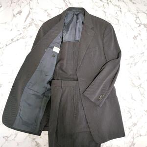 希少●良品●ARMANI COLLEZIONI アルマーニコレツォーニ セットアップ スーツ ストライプ ビジネス メンズ イタリア製 チャコール