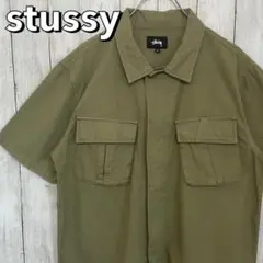 stussy ステューシー シャツ 半袖 刺繍ロゴ ワークシャツ