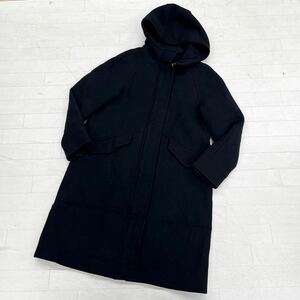 1527◎ UNITED ARROWS green label relaxing グリーンレーベル リラクシング コート ロング フルジップ ブラック レディース36