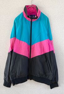 80s 90s　DUCKSTER　ダックスター　マルチカラー　ナイロンジャケット　トラックジャケット　シャカシャカ素材　レディース　Lサイズ