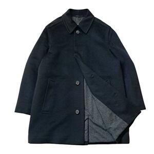 美品 大きいサイズ HUGO BOSS ヒューゴボス コロンボ バージンウール カシミヤ コート ブラック メンズ 50 XL アウター ジャケット 