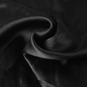 ♪シルクサテン 黒 巾：110cm♪5m[1062]15