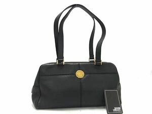 1円 ■美品■ GIANNI VERSACE ジャンニ ヴェルサーチ メデューサ レザー トートバッグ ショルダーバッグ 肩掛けかばん ブラック系 FH0408