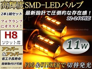 タント エグゼ L455 465S 前期 11W 霧灯 黄 黄 LEDバルブ フォグランプ ウイフォグ ウインカー ターン マルチ