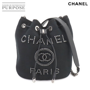 未使用 展示品 シャネル CHANEL ドーヴィル 巾着 チェーン ショルダー バッグ キャンバス レザー ブラック AS1045 Deauville Bag 90256779