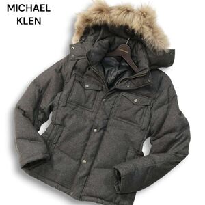 MICHEL KLEIN HOMME ミッシェルクラン オム 秋冬 リアルファー★ スリム ダウン ジャケット Sz.48　メンズ グレー　I4T03619_B#N