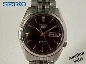 【可動品】SEIKO セイコー 5 オートマチック 21石 デイデイト 文字盤/ブラック 裏スケルトン 7S26‐01V0