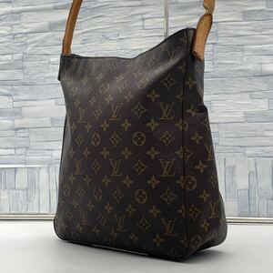 Louis Vuitton M51145 モノグラム ルーピング GM ショルダーバッグ トートバッグ ブラウン ルイヴィトン LV 肩掛け セミショルダー 1円