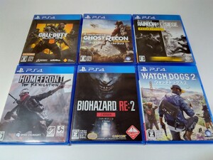 PS4 人気 ソフト 6本セットバイオハザードre2 ゴーストリコン ホームフロント レインボーシックス COD ウォッチドッグス2