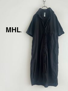 【送料230円】MHL. エムエイチエル マーガレットハウエル ロングシャツワンピース ブラック サイズⅡ