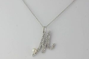 TASAKI タサキ パール イニシャル M ネックレス SILVER 良品