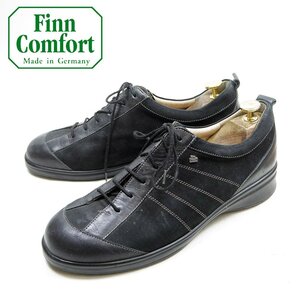 8表記　26cm相当　Finn Comfort　フィンコンフォート　6ホール　レザーシューズ　レザー　ブラック/24.9.17/P1556