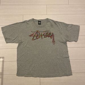 【人気】ステューシー STUSSY トップス プリント　半袖　XL ヴィンテージ　グレー